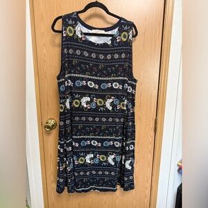 LOFT Navy Floral Sleeveless Dress